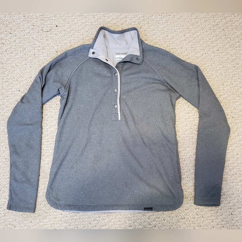 Columbia Omni-Wick Gray Snap Neck Pullover Sweatshirt Sweater Men's Size Small S